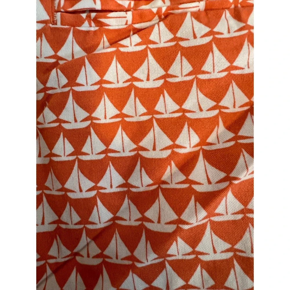 Old Navy Womens Orange White Sailboat Print Chino Shorts Size 4 Nautical Summer